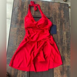 Vibrant Red Halter Dress SWIMSUIT